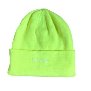 Adidas x Ivy Park Neon Yellow Beanie Hat Solar Slime Ribbed Knit Logo Cap Unisex